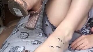 Exotic brunette hardcore foot fetish fuck